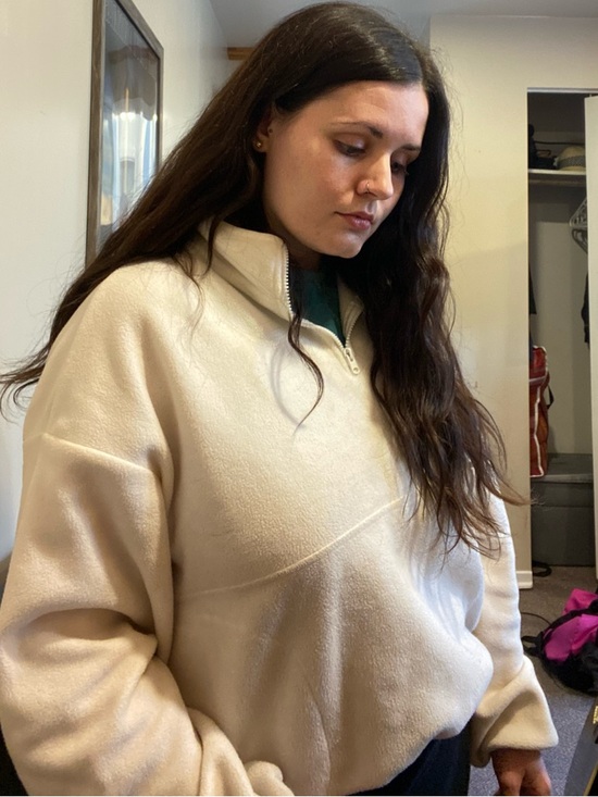 Ardene Sweaters - Ardene Cream Quarter-Zip Turtleneck Fleece Sweater